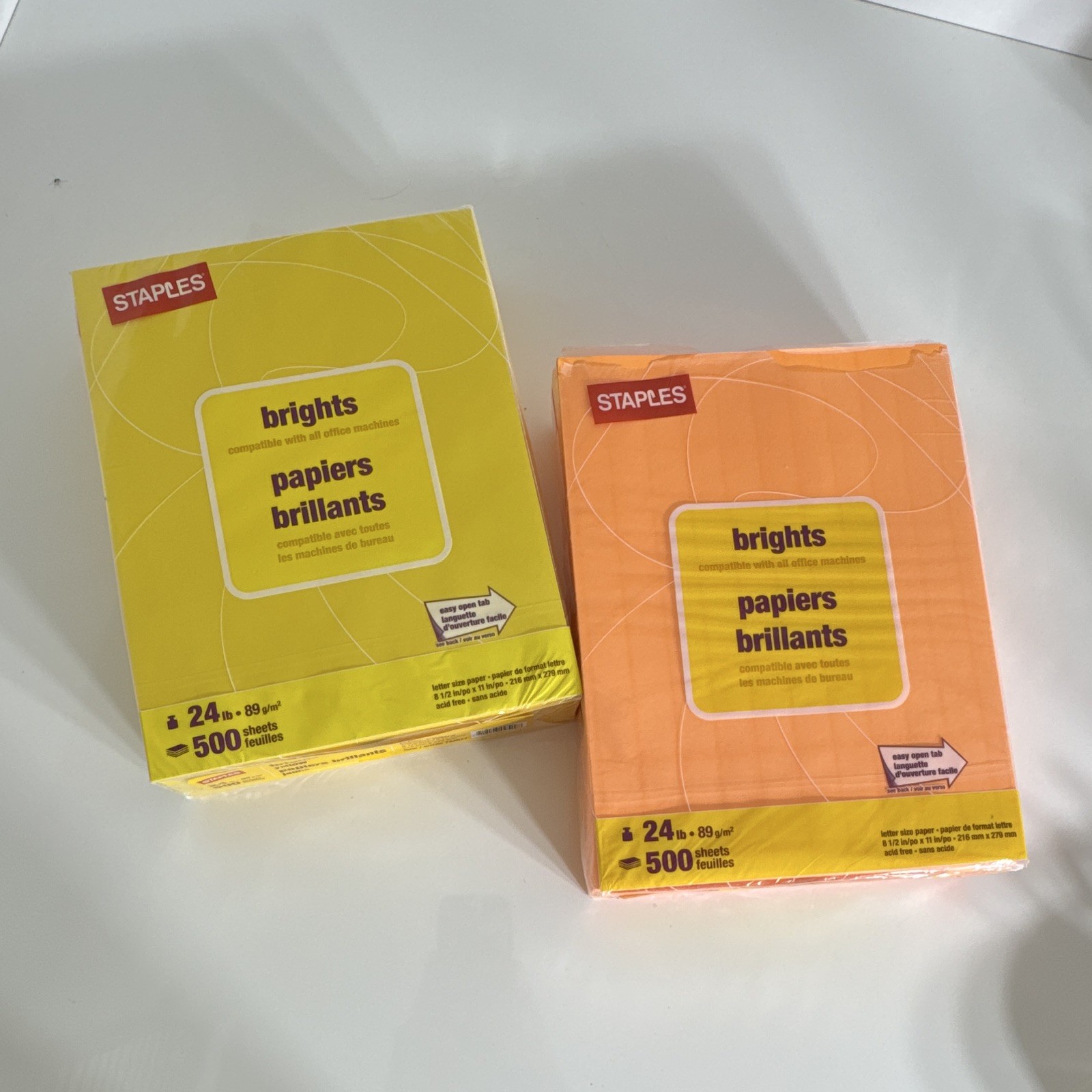 Staples Brights Colored Printer Paper Letter 8.5x11 24lb 500 Yellow/Orange
