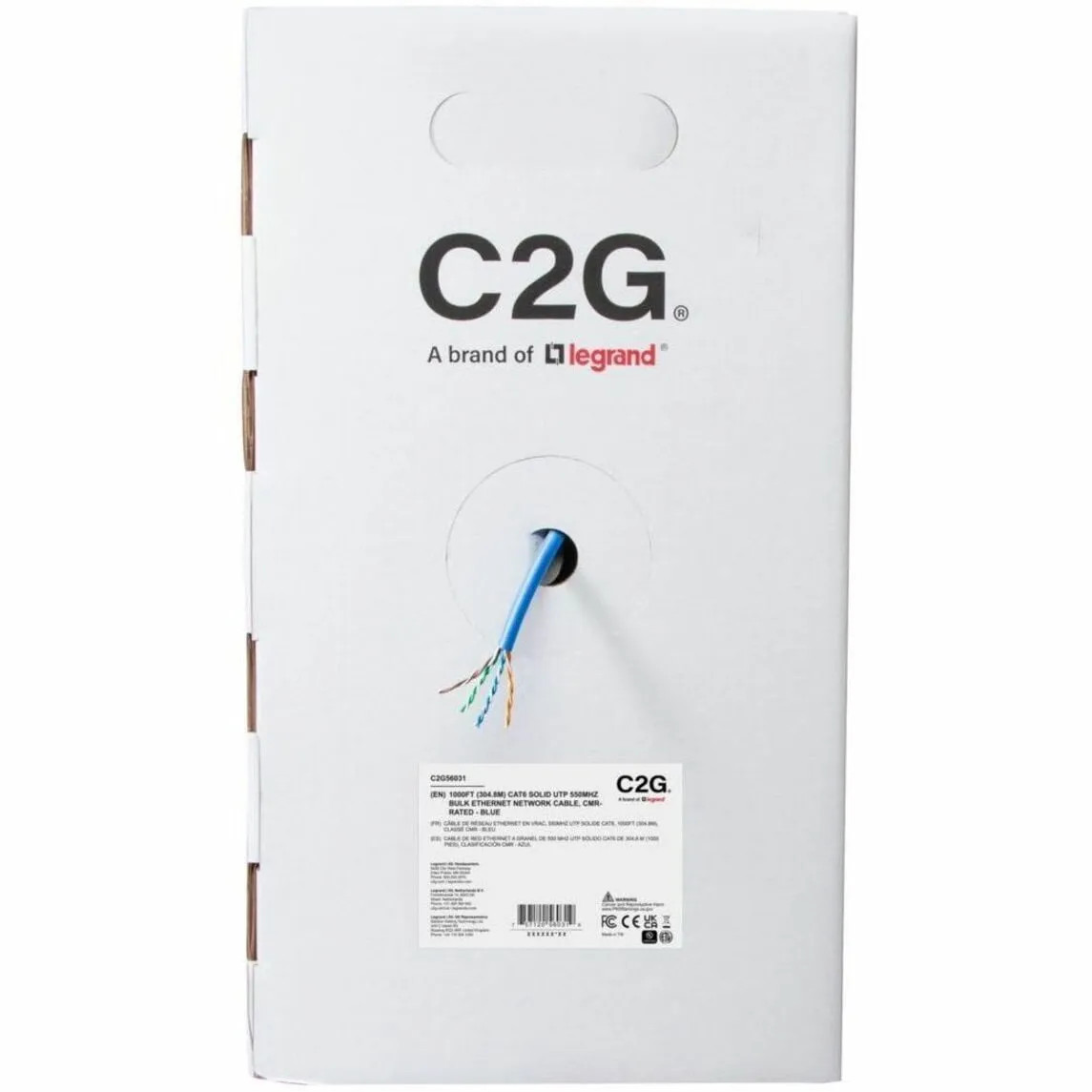 C2G C2G56031 1000FT CAT6 SOLID UTP CMR BLUE TAA