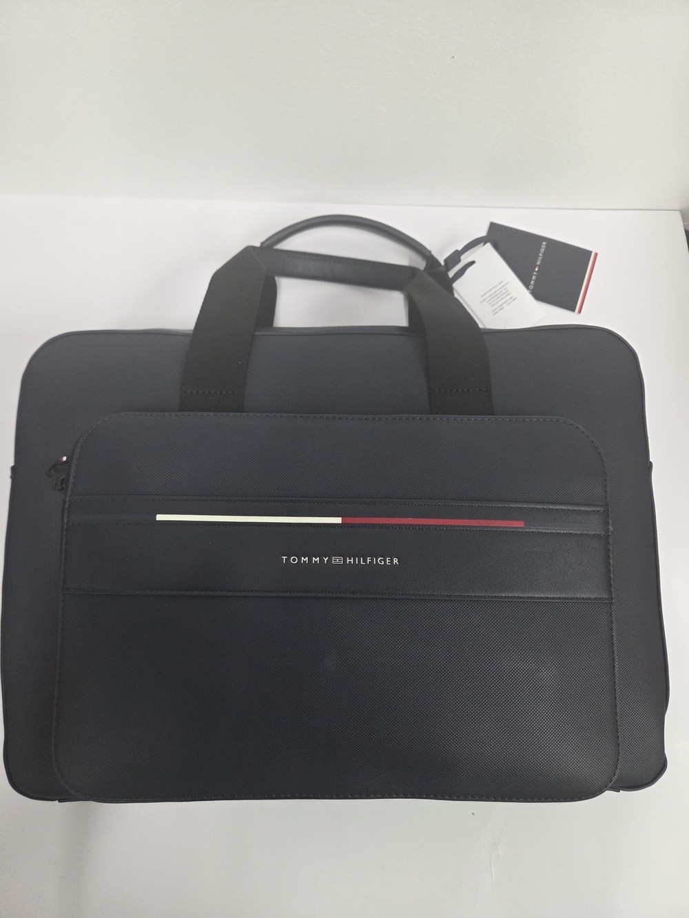 Tommy Hilfiger Black Laptop Briefcase with Front Pocket