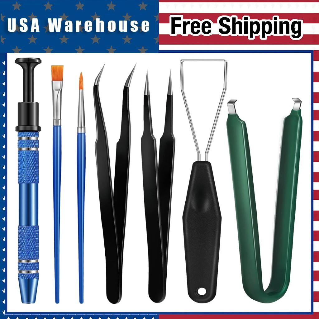 9pcs Keyboard Lube Kit Switch Puller Keycap Remover Tweezers Brush Tools Set