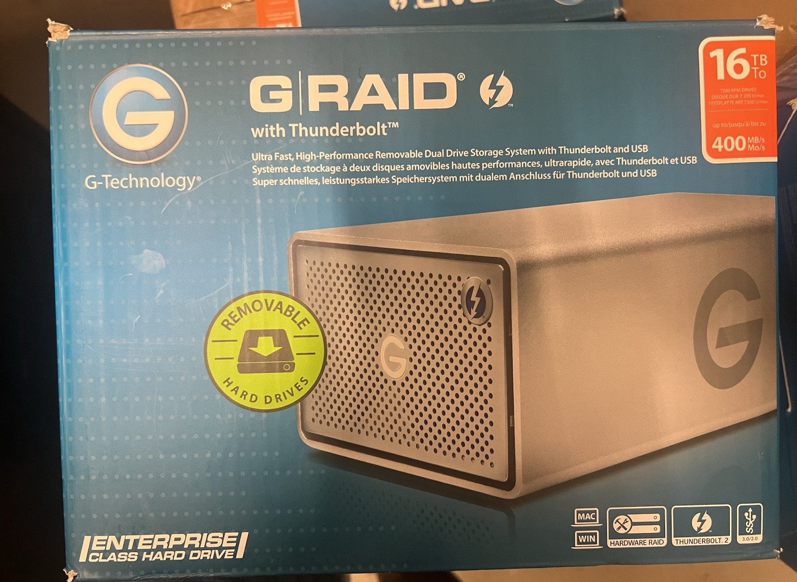 G-Technology G-RAID 16TB (2 x 8TB) Dual-Bay Thunderbolt 2 External Hard Drive⁠