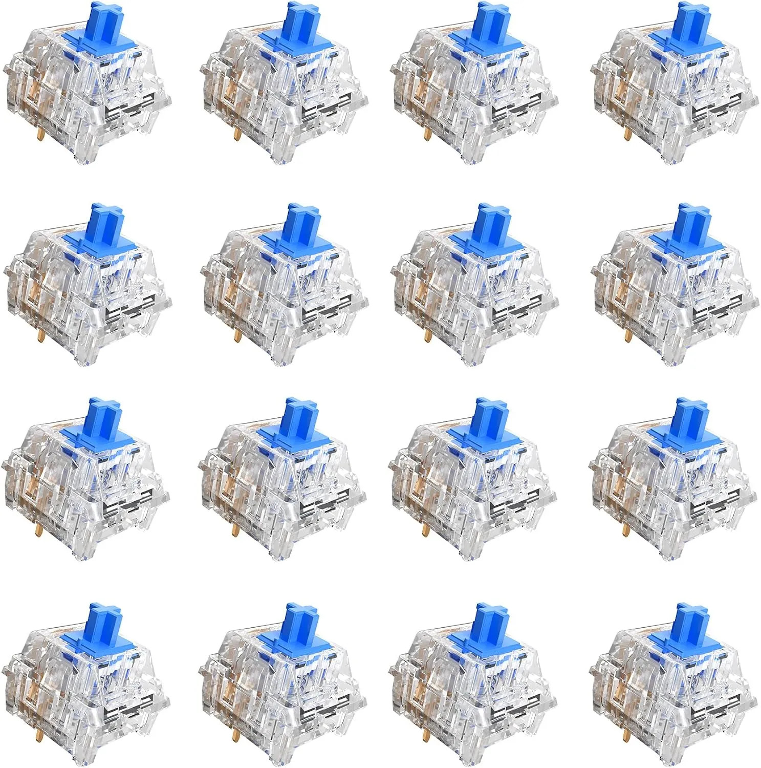 90 Pcs Mechanical Keyboard Switches Crystal Blue Clicky Keys For Custom Build