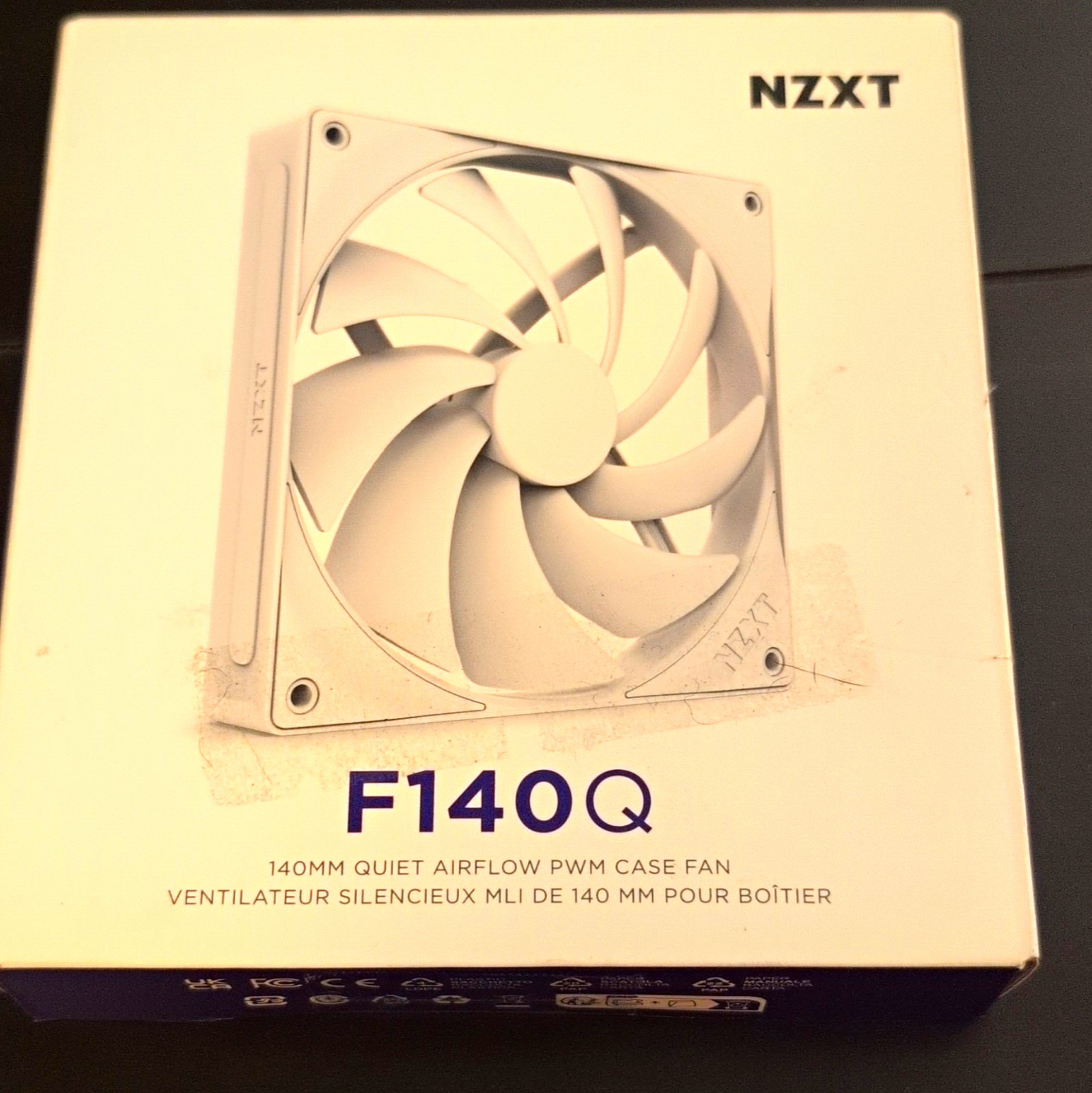 NZXT F140Q 140mm White PWM 4-Pin Case Fan FDB 1500RPM 102.9CFM