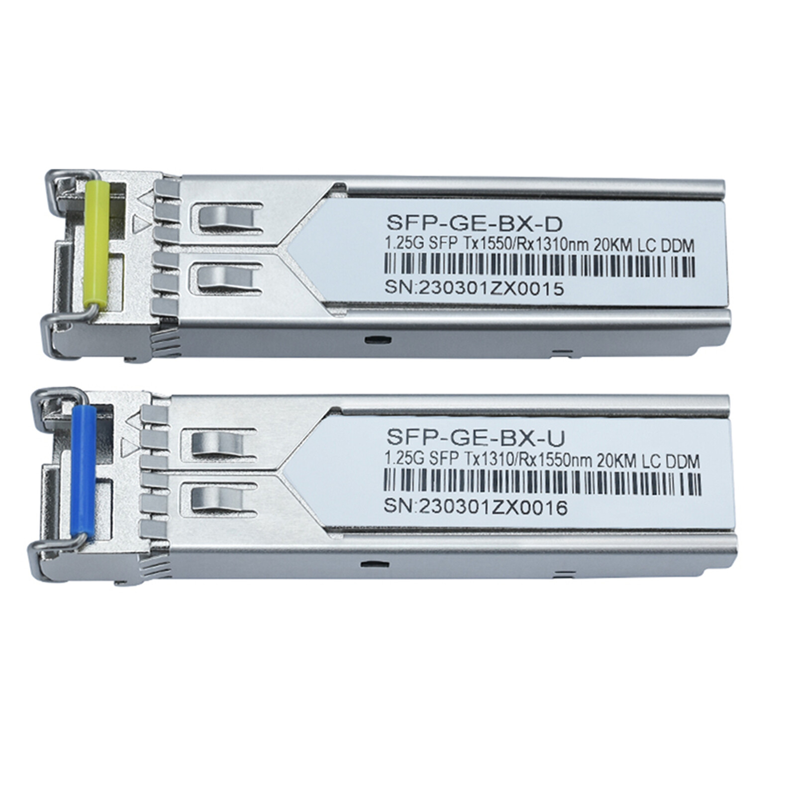 A Pair 1G Bidi SFP Transceiver, 1310nm/1550nm, Single LC 20km For Cisco GLC-BX-U