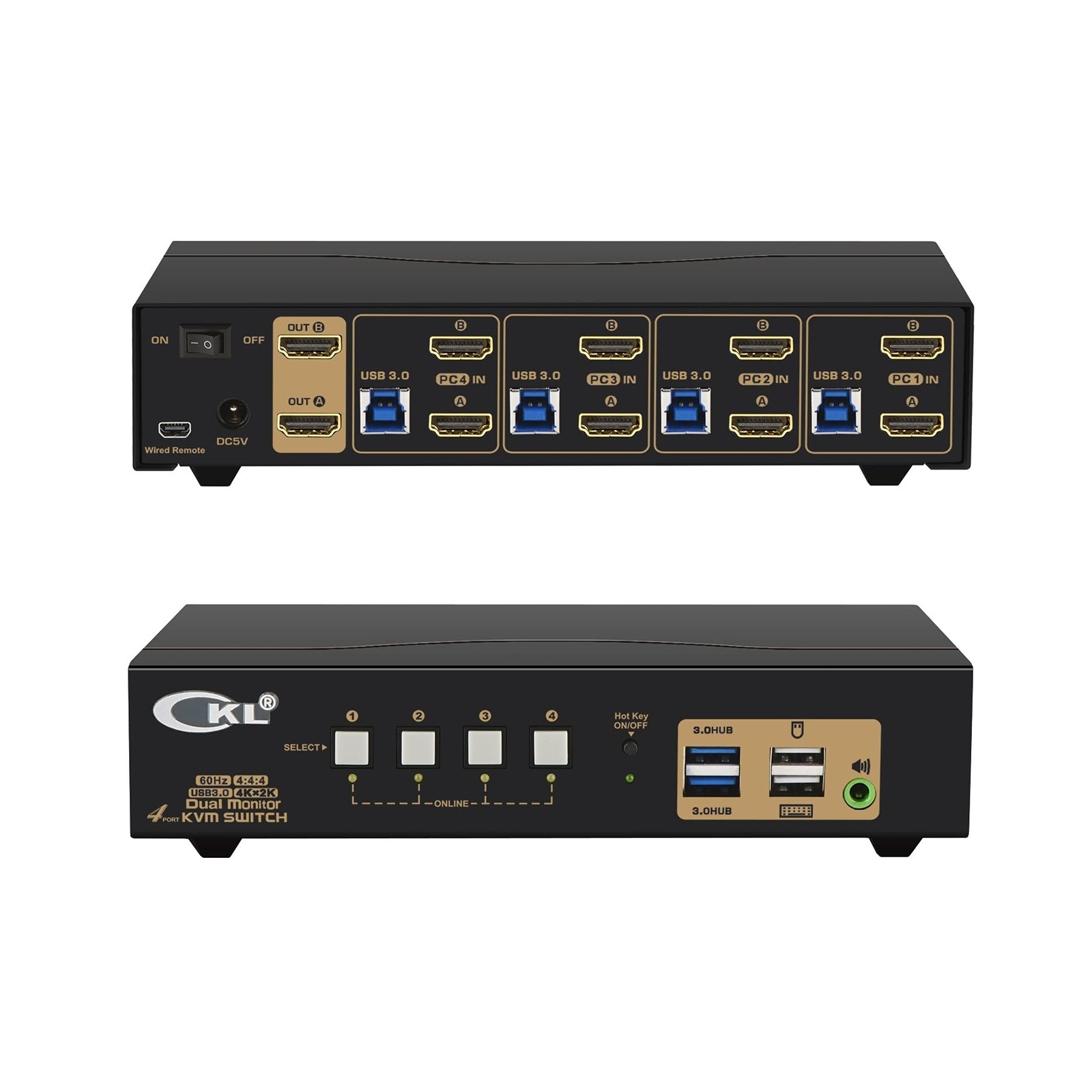 CKL 4 Port USB 3.0 KVM Switch Dual Monitor HDMI 4K 60Hz, Keyboard Video Mouse...