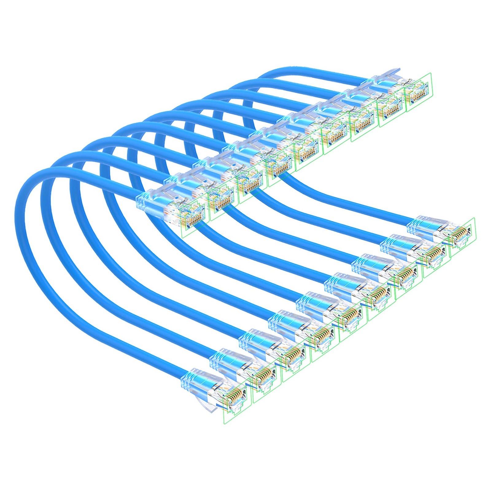 Cat 6 Patch Cables 3 feet (10Pack), Slim Cat6a Ethernet Patch Cable 10Gbps 55...