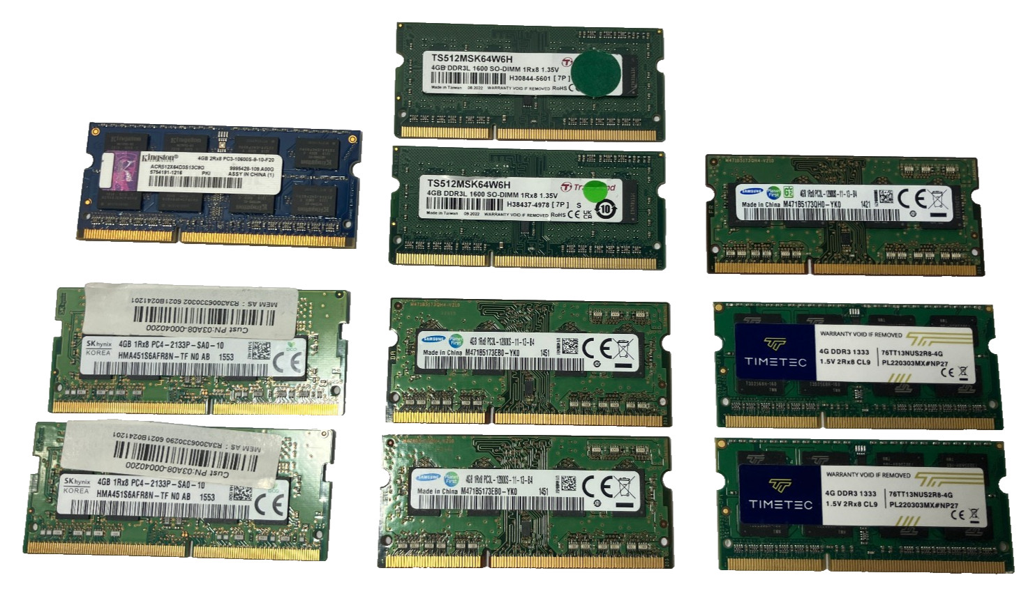 40GB Mixed Lot 10 x 4GB Loptop RAM Memory PC4-17000 PC3-12800 PC3-10600 non-ECC