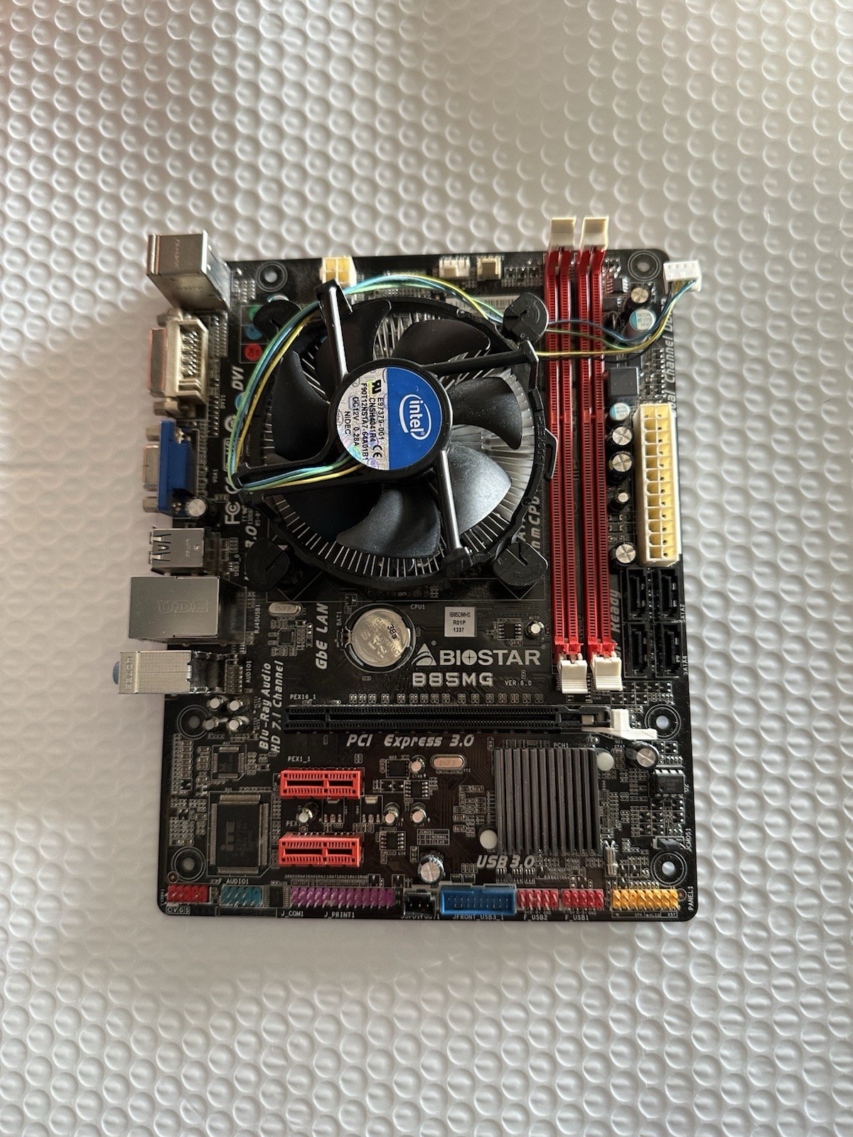 Used Biostar B85mg Ver. 5.0 Express 3.0 Intel Fan Motherboard No Shield 