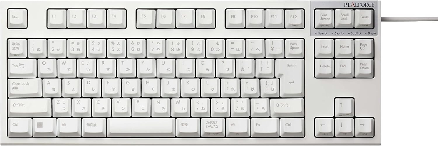 REALFORCE R3S Keyboard Tenkeyless Wired 45g Japanese Layout R3SC41 JAPAN USED