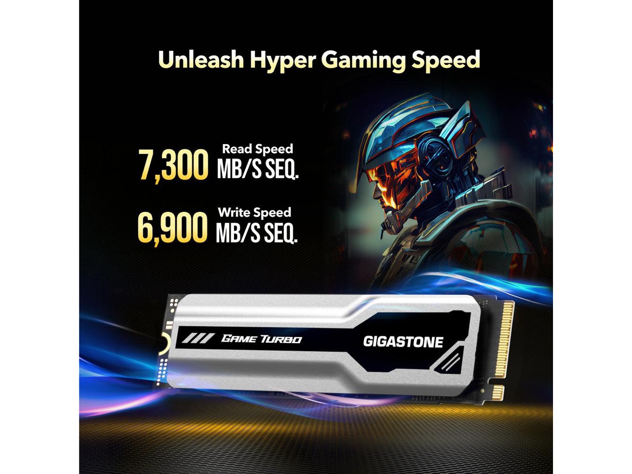 GIGASTONE Game Turbo PCIe Gen4x4 SSD 2TB, Speed Up to 7,300MB/s, Heat Sink, with