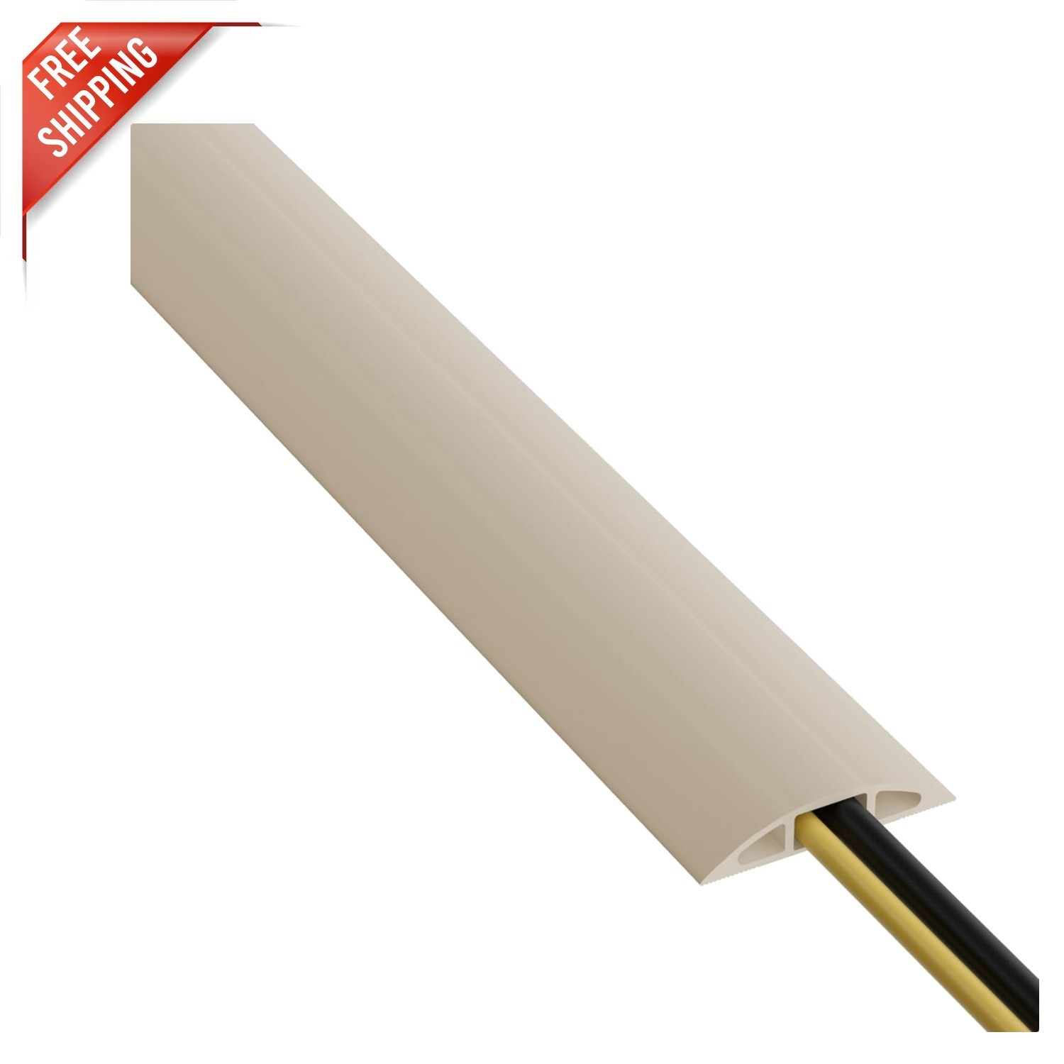 6ft Cable Protector - Flexible PVC Cord Cover Prevents Trips - Beige