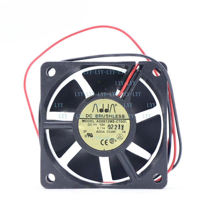 For ADDA AD0612MS-C70GL DC 12V 0.13A 60*60*20mm 2wire Brushless Case Cooling Fan