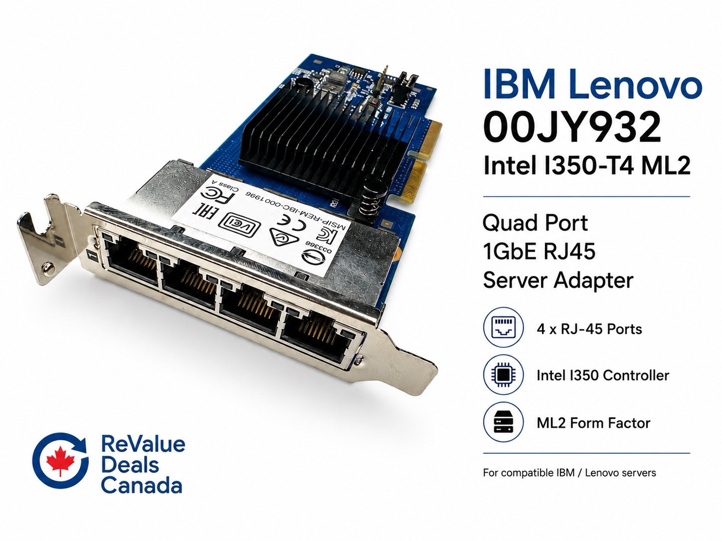 IBM Lenovo 00JY932 00D1998 Intel I350-T4 ML2 1GbE 4-Port RJ45 NIC