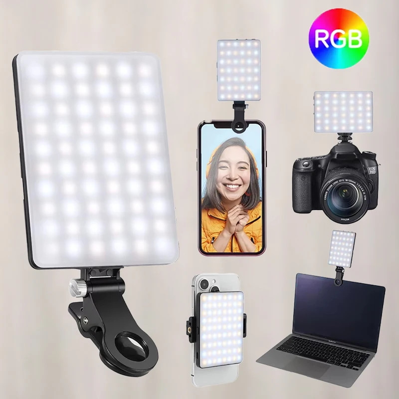 Smart Clip-On Video Light Phone Laptop USB Rechargeable for Streaming