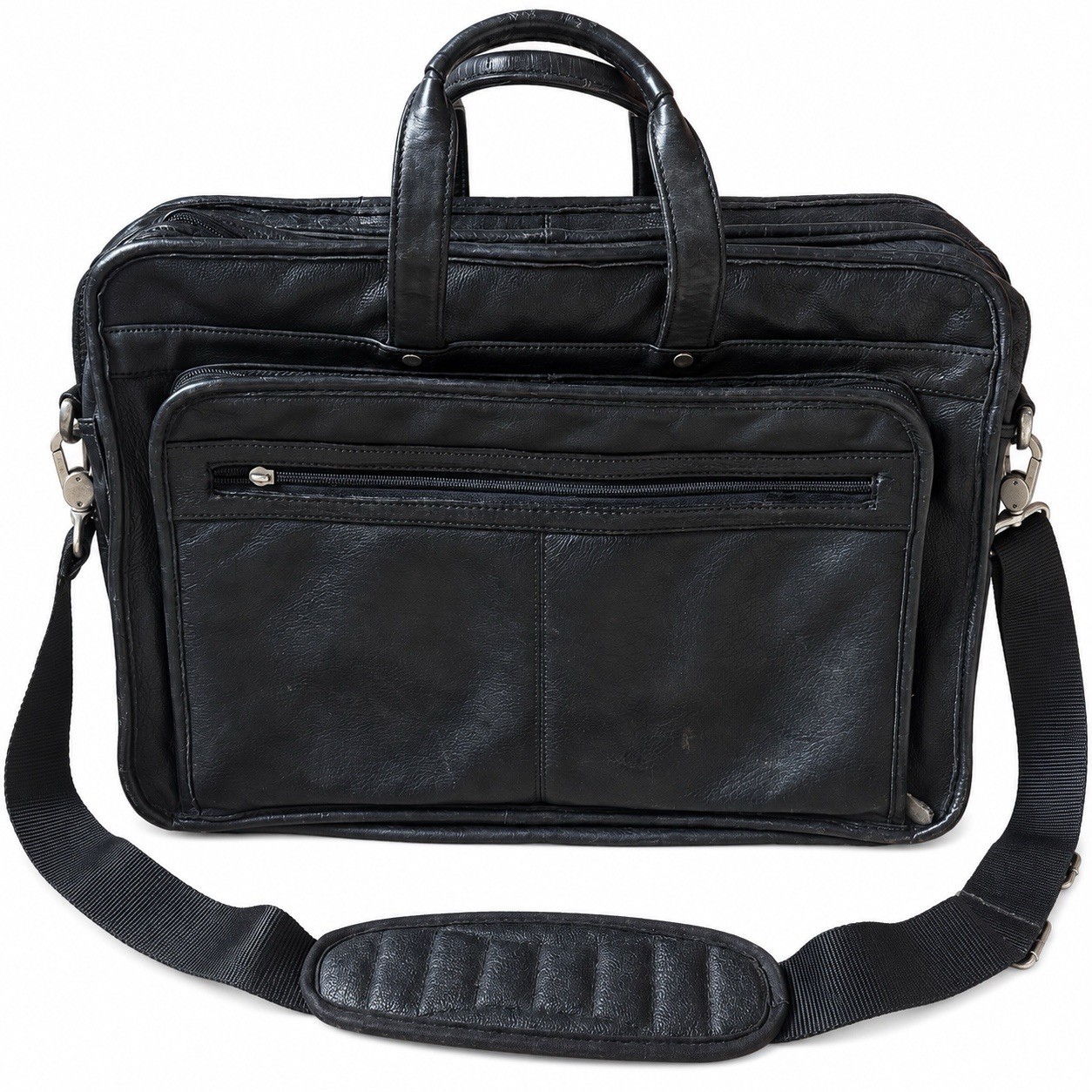 Pelle Studio Wilsons Black Leather Laptop Briefcase Bag w Shoulder Strap