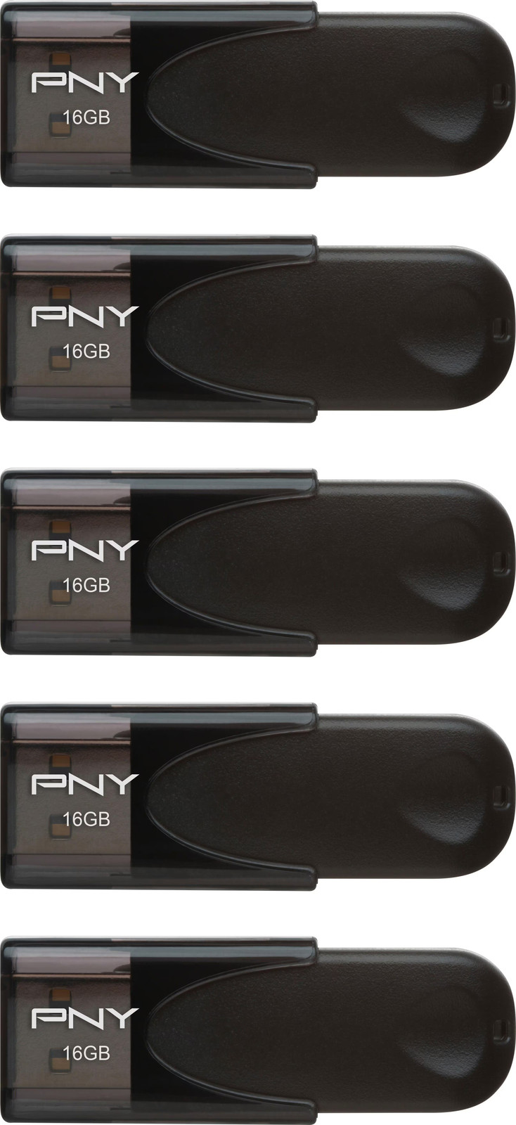 PNY - 16GB Attach 4 Type A USB 2.0 Flash Drive 5-Pack - Black