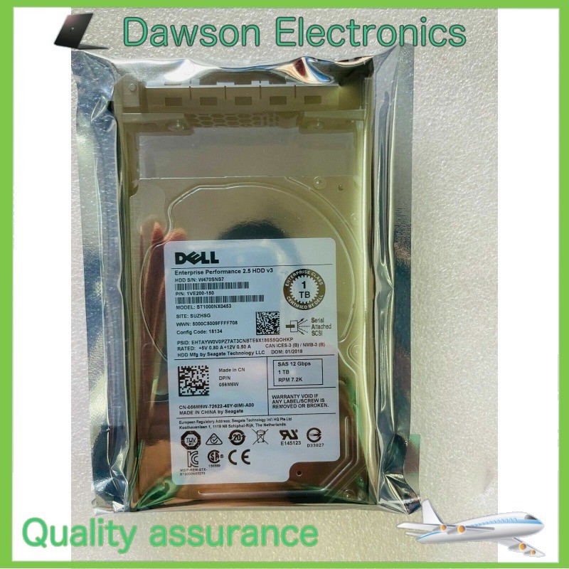 Dell 56M6W 056M6W 1TB 7.2K RPM 12Gbps 2.5" SAS Hard Drive ST1000NX0453 W/ Tray