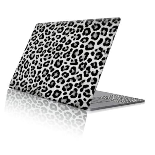Reusable Universal Laptop Skin Sticker, Cut to Fit for Black White Leopard