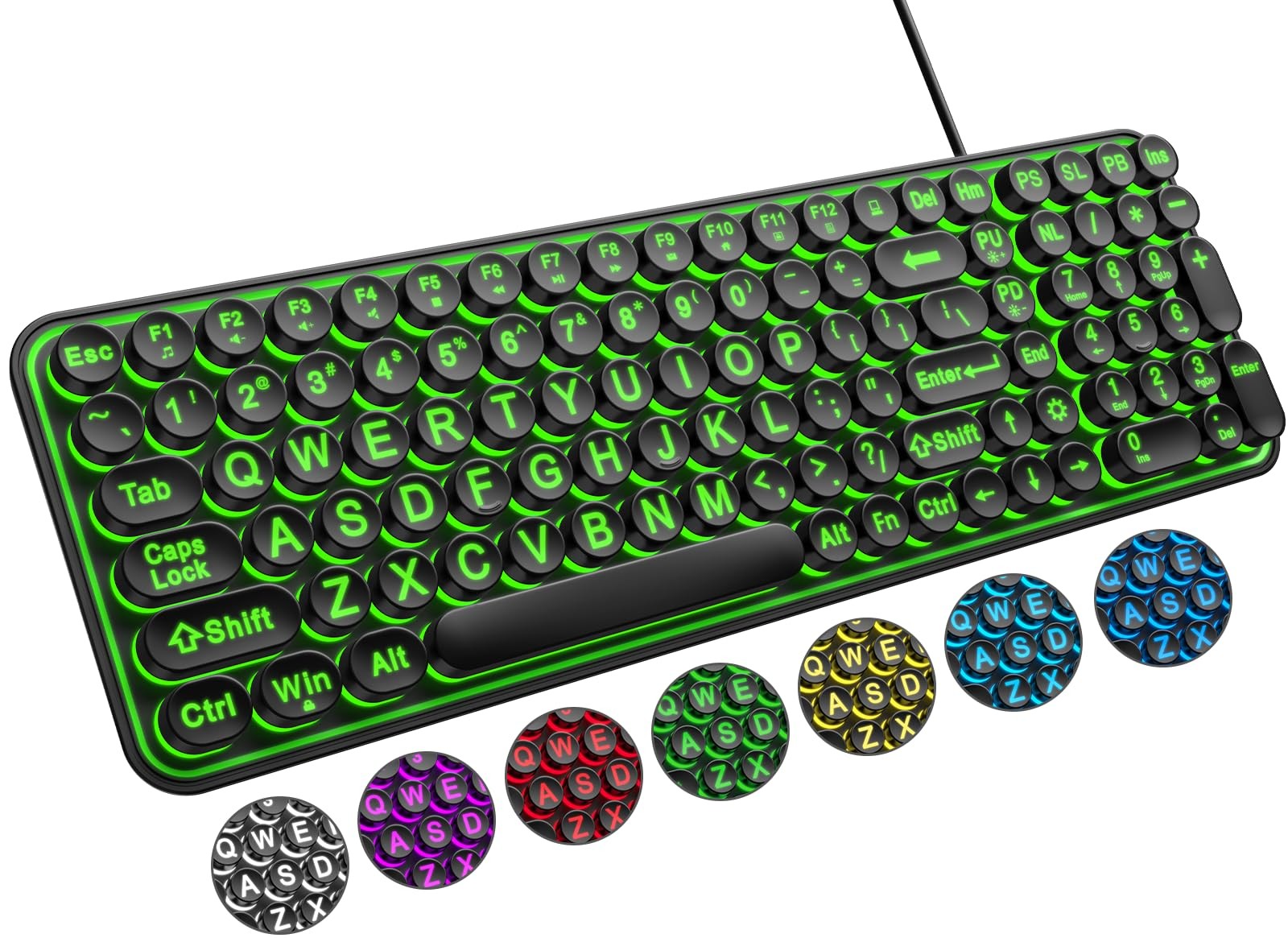 QUASIO Large Print Backlit Keyboard, Wired USB Lighted Computer Keyboards wit...