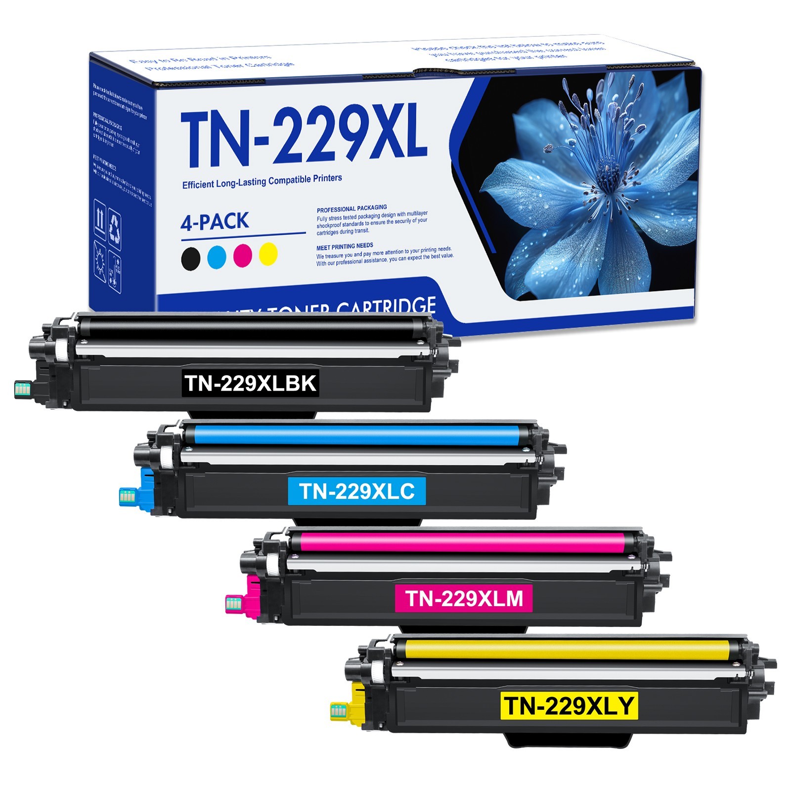 4PK TN229XL TN229 XL High Yield Toner Cartridge Compatible for Brother TN229XL