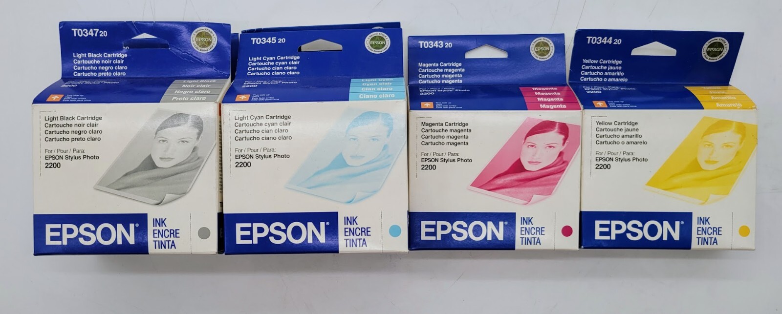 LOT OF 6 EPSON INK L/B X2 T034720/ L/ C X2 T034520 | M X1 T034320 /Y X1 T034420