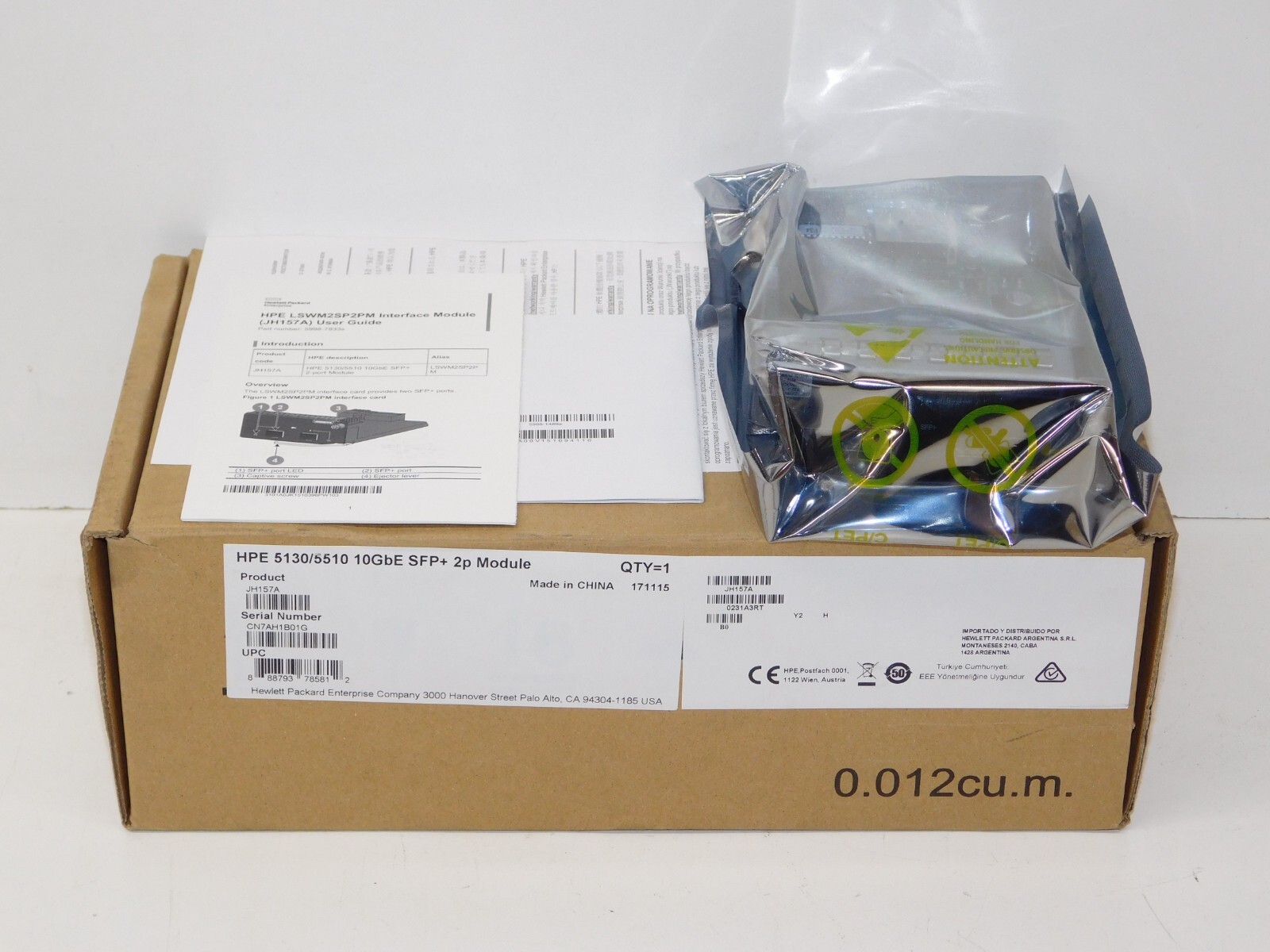 New HP JH157A HPE 5130 5510 10GbE SFP+ 2p Module Hewlett Packard Enterprise Unit