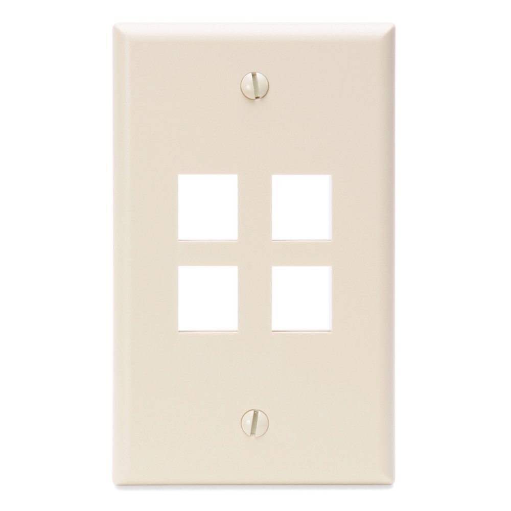 Leviton - CAT 41080-4IP Ivory QuickPort Single Gang 4Port Wallplate - Ships Free