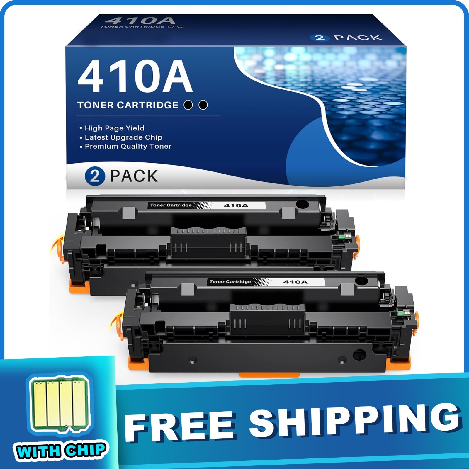 2-Pack CF410A Black Toner Cartridge For HP 410A LaserJet Pro MFP M477fdw M477fnw