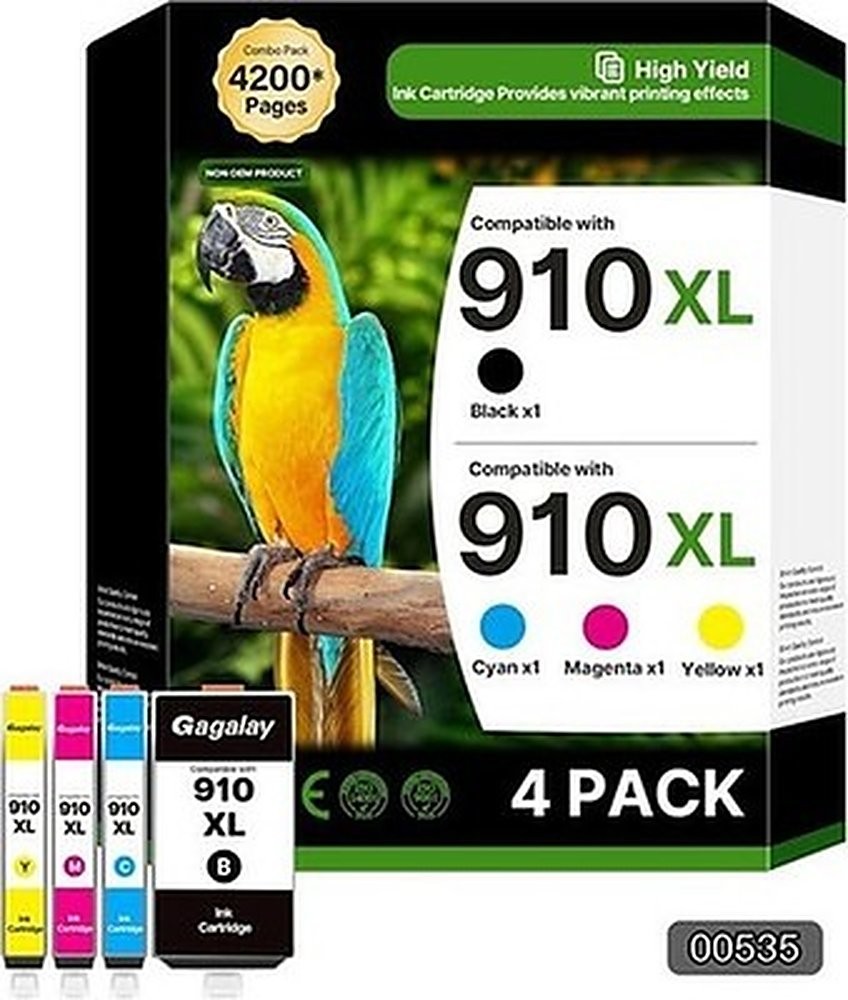 910XL Ink Cartridges 4-Pack for HP Black Color Combo #R050
