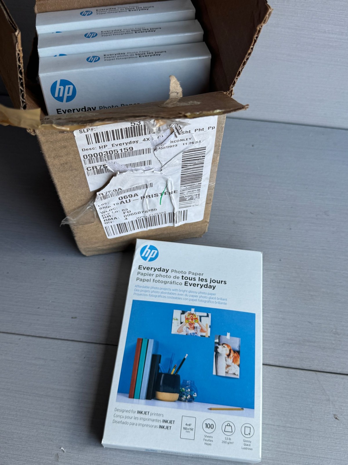 HP Everyday Photo Paper 4x6 100 Sheets 53lb 200gsm Glossy Inkjet Pack of 4