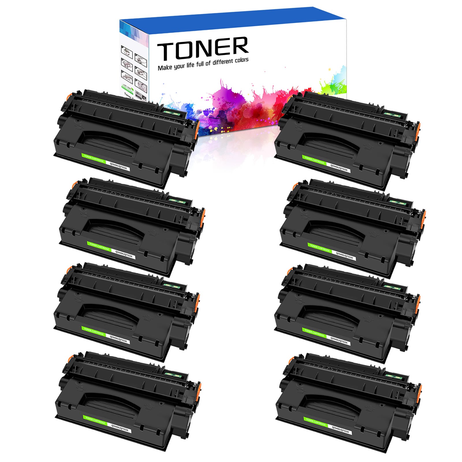 8PK Q7553X 53X Toner Cartridge Fits For HP Laserjet P2015 P2015dn P2015n P2015x