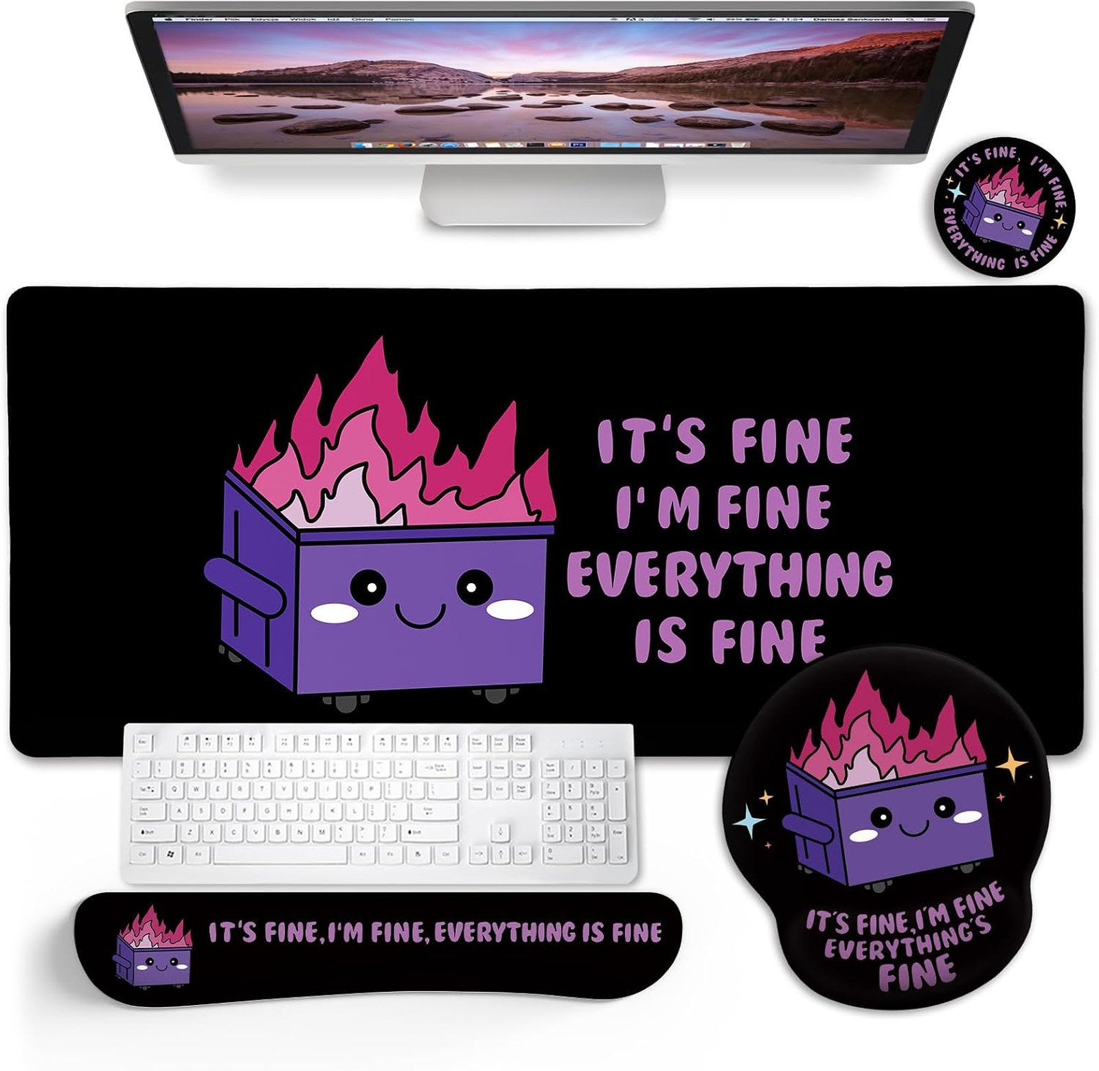 Dumpster on Fire Mouse Pad Large Desk Mat Office Gaming Home Ergonomic Non-Slip