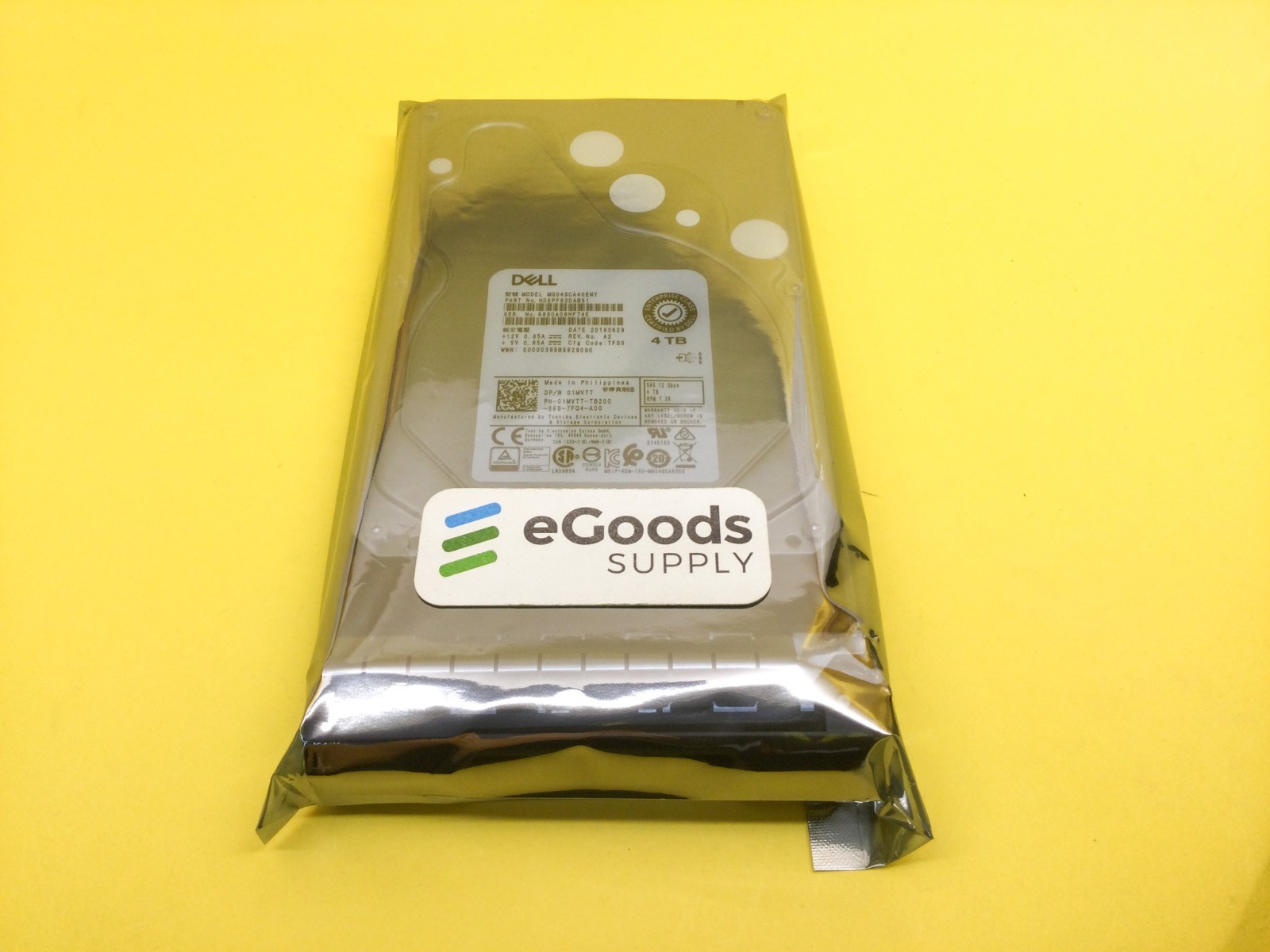 1MVTT Dell 4TB 7.2k SAS 12Gb/s 3.5” Hard Drive Toshiba MG04SCA40ENY 01MVTT new
