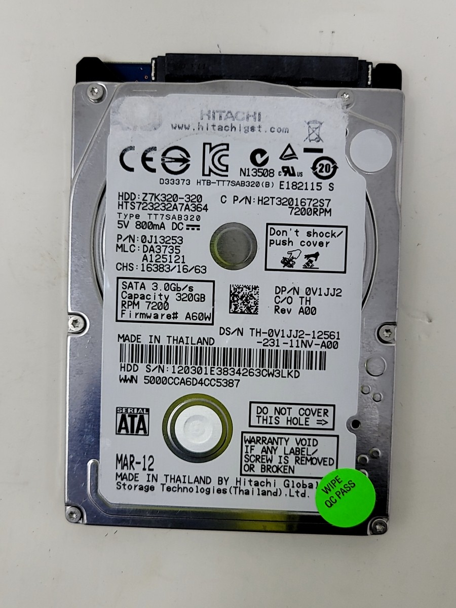 HITACHI HTS723232A7A364 0J13253 Hard Drive 2..5" SATA 320GB