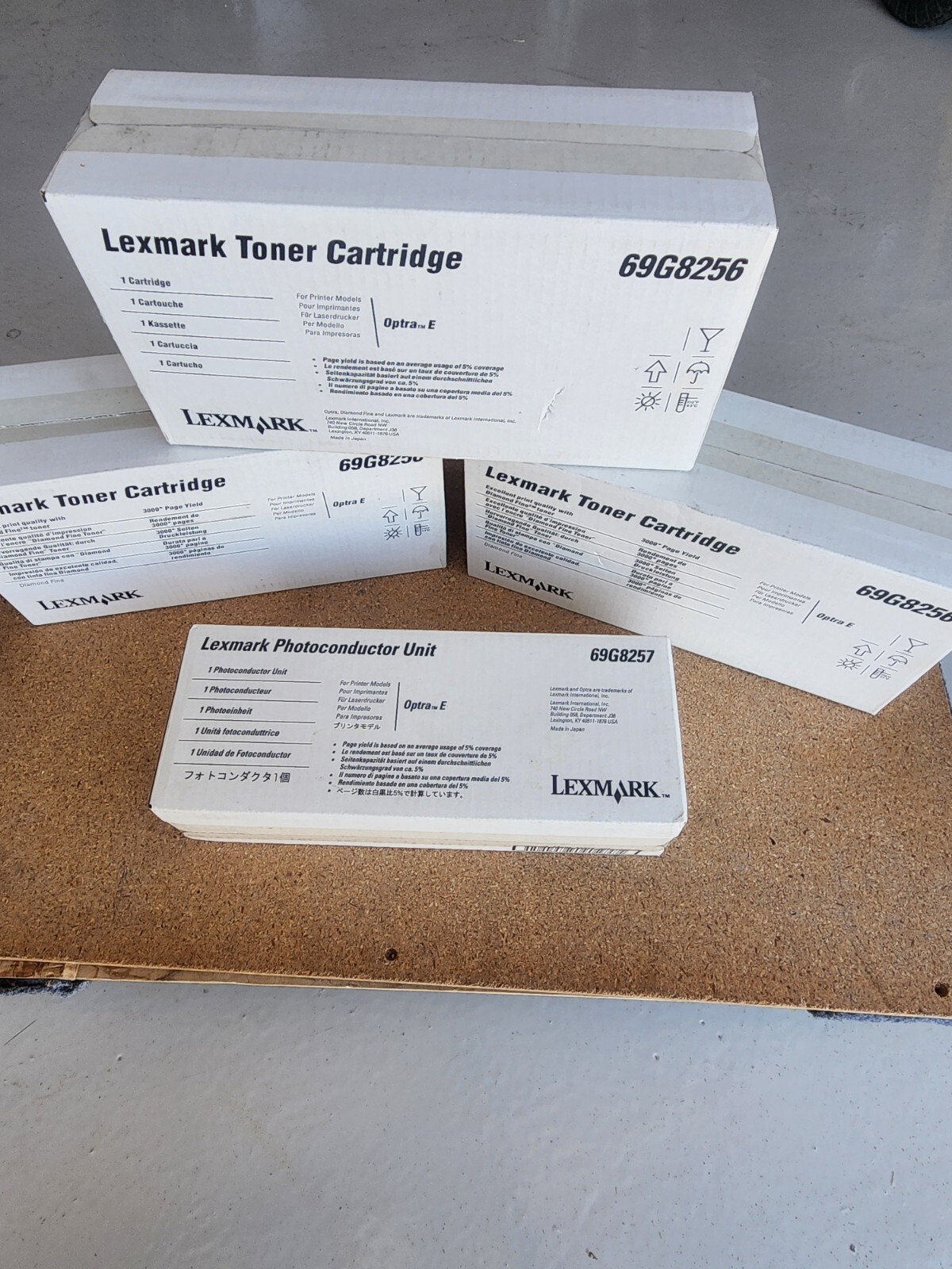 Lexmark toner cartridges (3) 69G8256 and photoconductor 69G8257