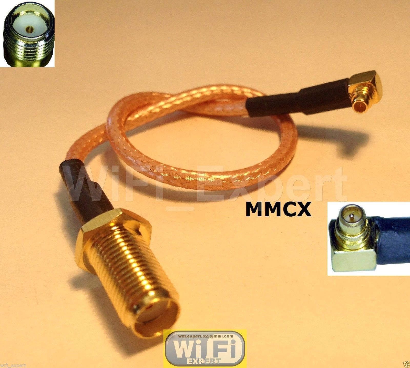 6 inch SMA female jack nut bulkhead to MMCX male right angle RG316 pigtail 15cm 