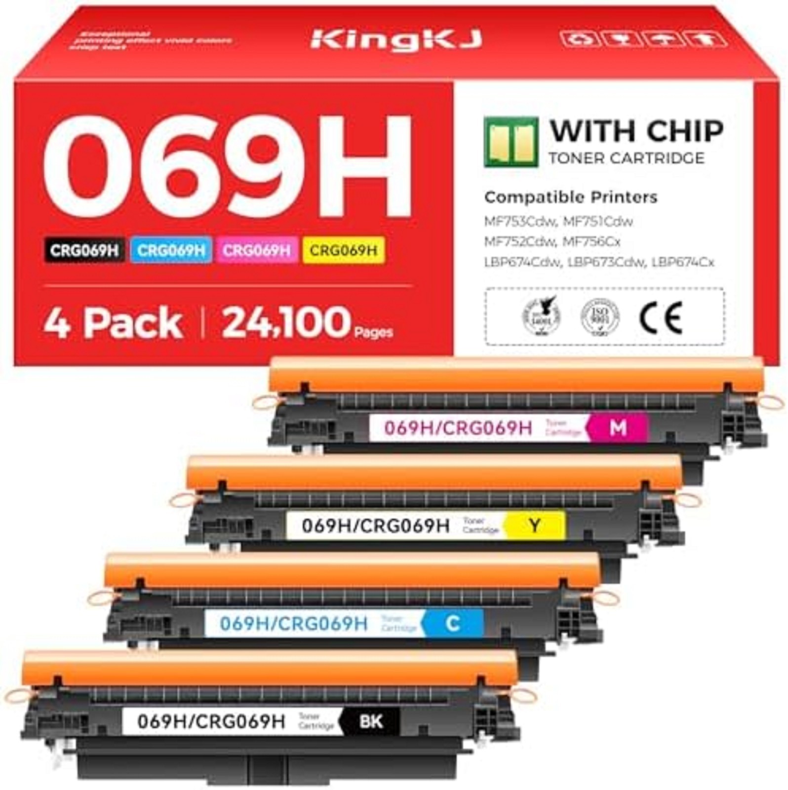 069 069H Toner Cartridge Set High Capacity 4-Pack Compatible for Canon 069H 069