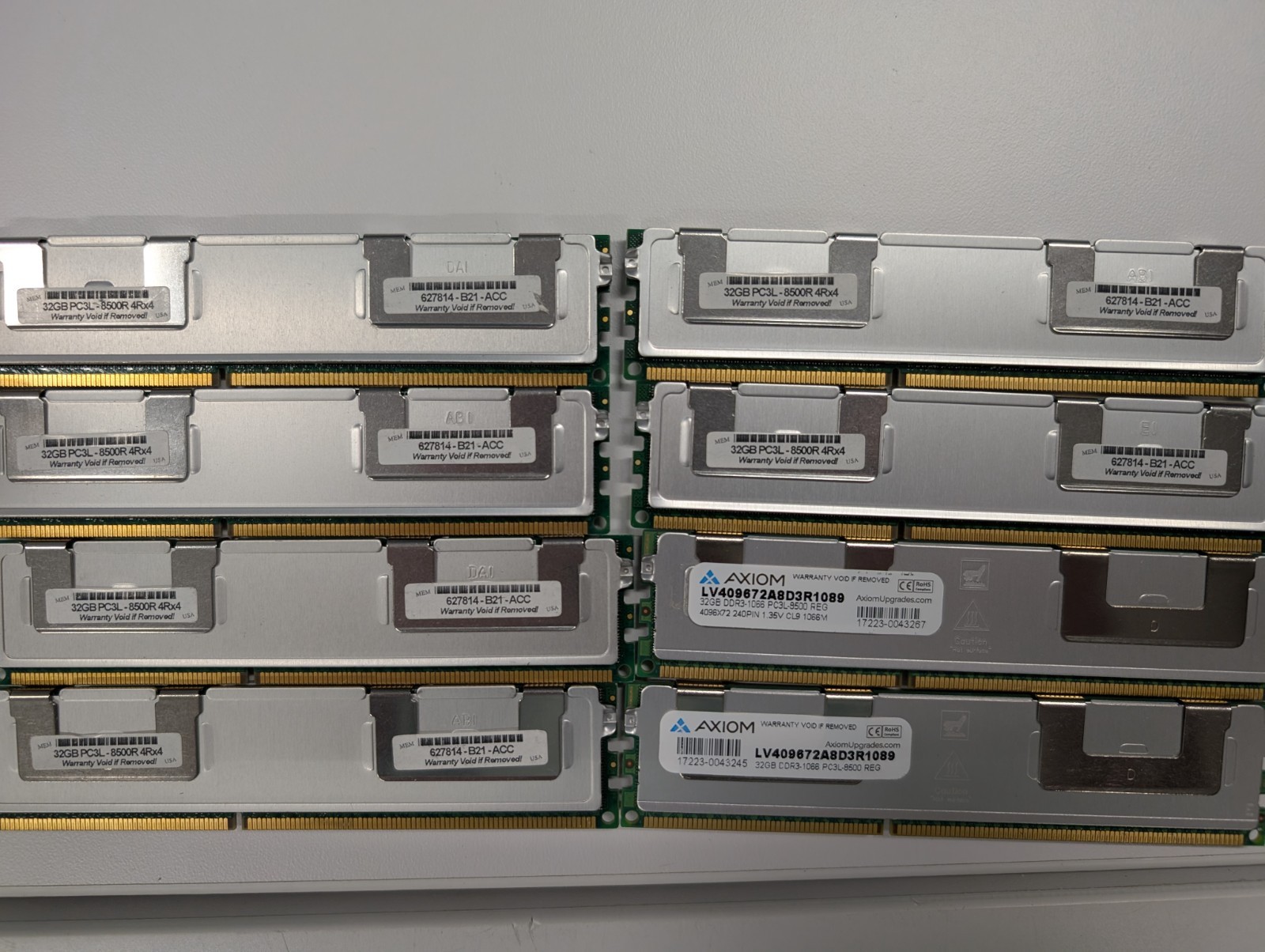 Lot of 256gb of DDR3-1066 PC3-8500 ECC Memory (8 x 32GB)