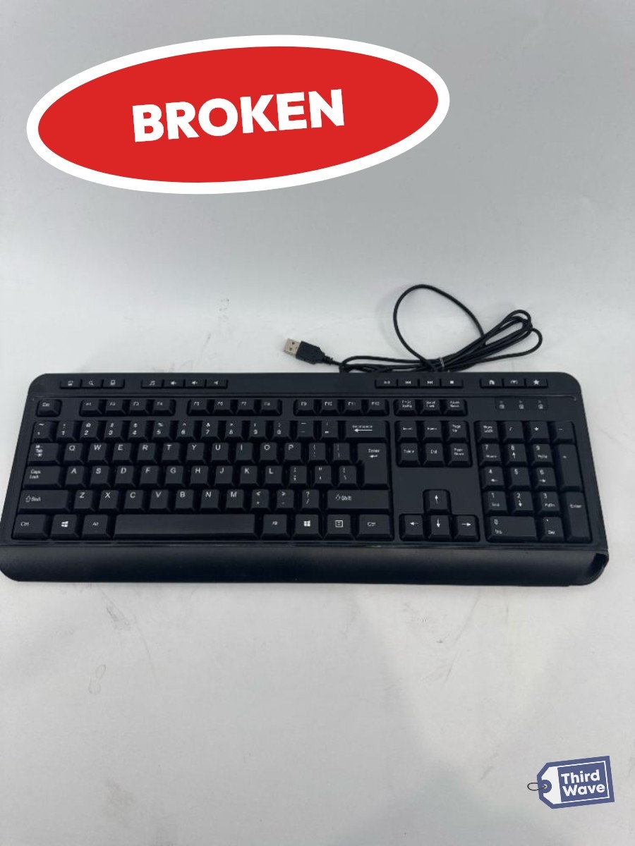 (BROKEN) Multimedia USB Keyboard with 3 Hubs Quiet Membrane Keys Black