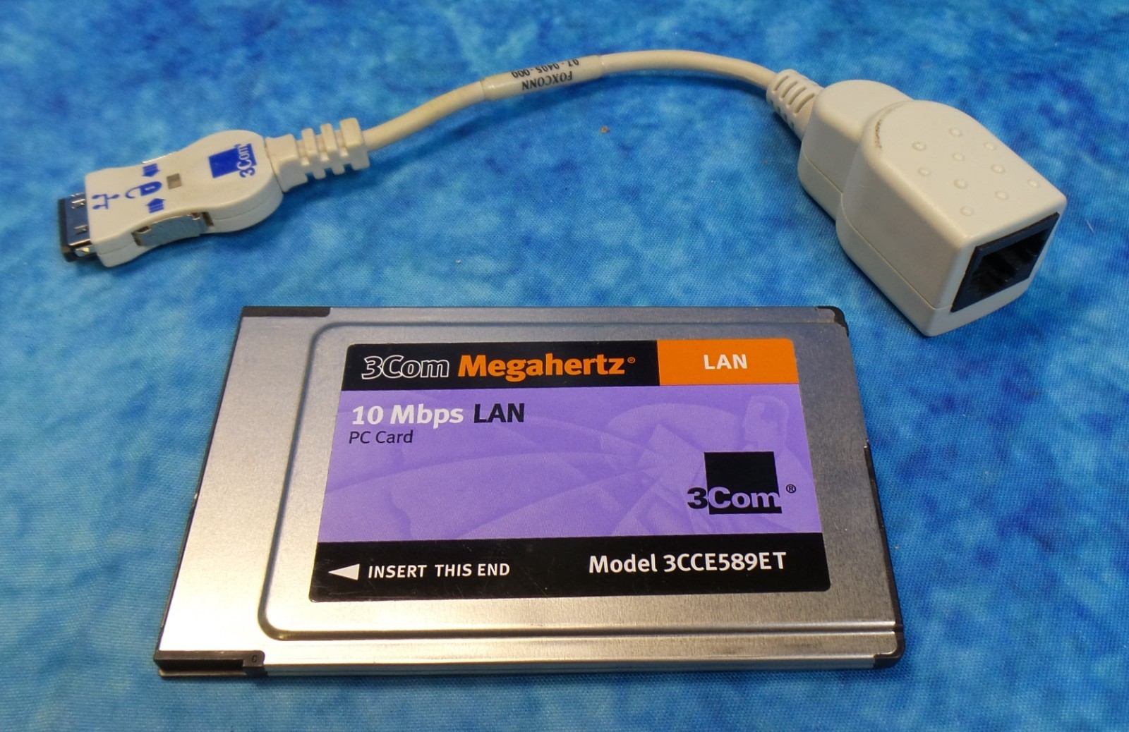 3Com Megahertz 10Mbps PCMCIA Ethernet LAN PC Card 3CCE589ET w/Dongle Cable
