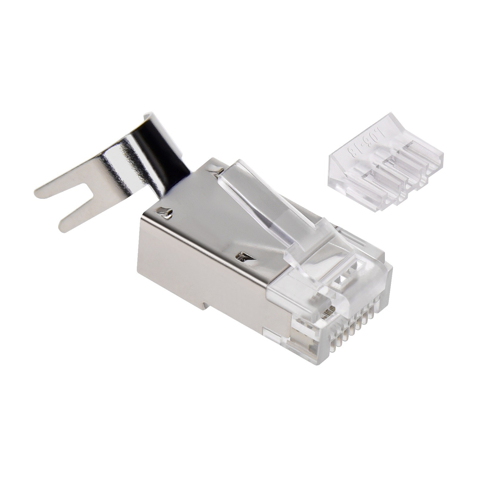 10 Pack of RJ45 plug with tail clamp for CAT6A 24AWG Armored Cable 50pack Jar