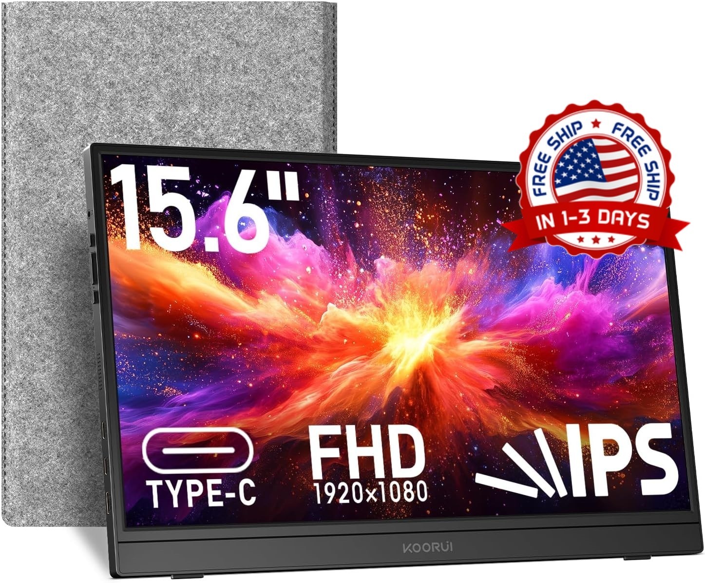 Monitor portátil de 15,6'' FHD 1080P - Monitor portátil ultradelgado con soporte