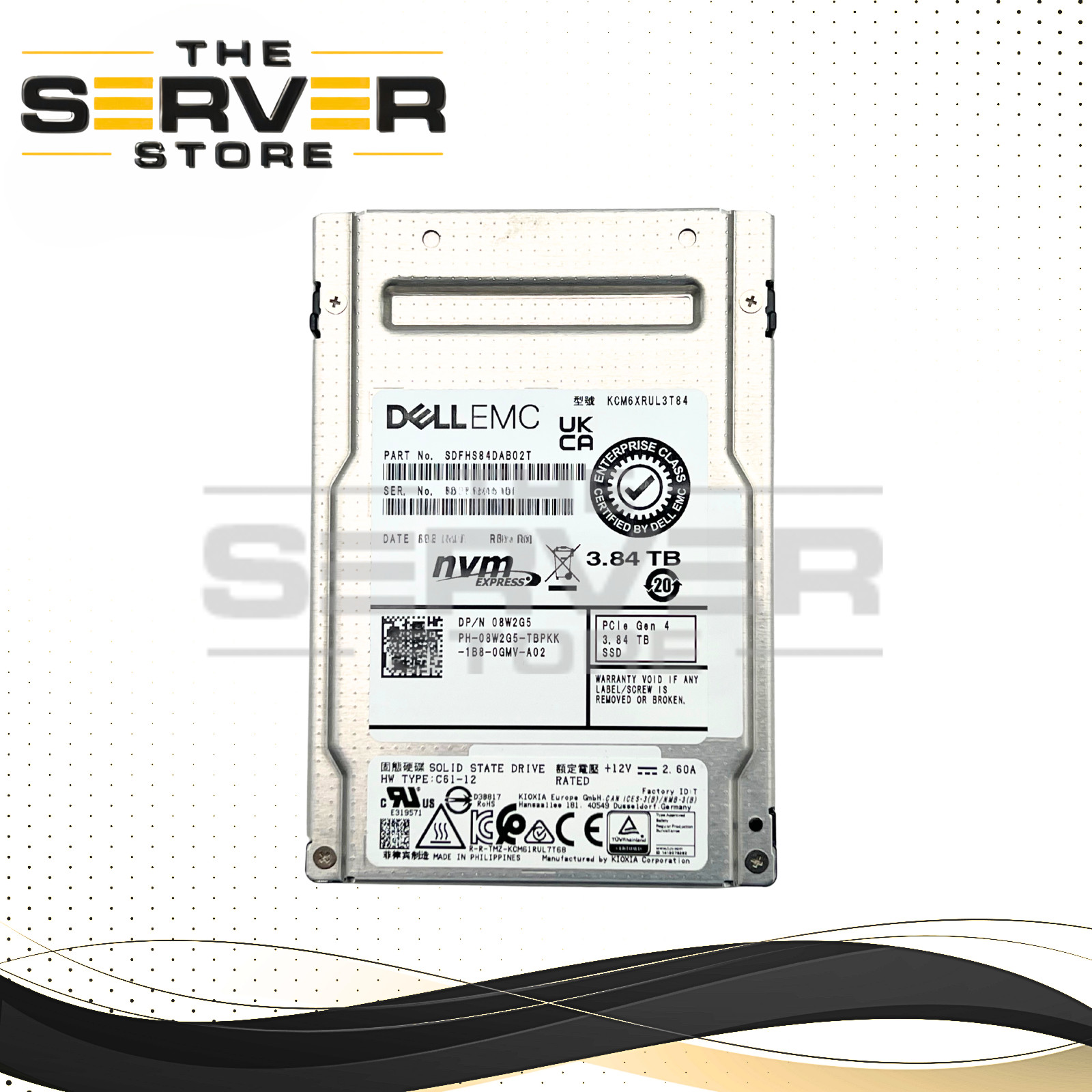 Kioxia 3.84TB NVMe U.3 PCIe Gen 4.0 x4 RI SFF 2.5" SSD Kioxia CM6-R KCM6XRUL3T84