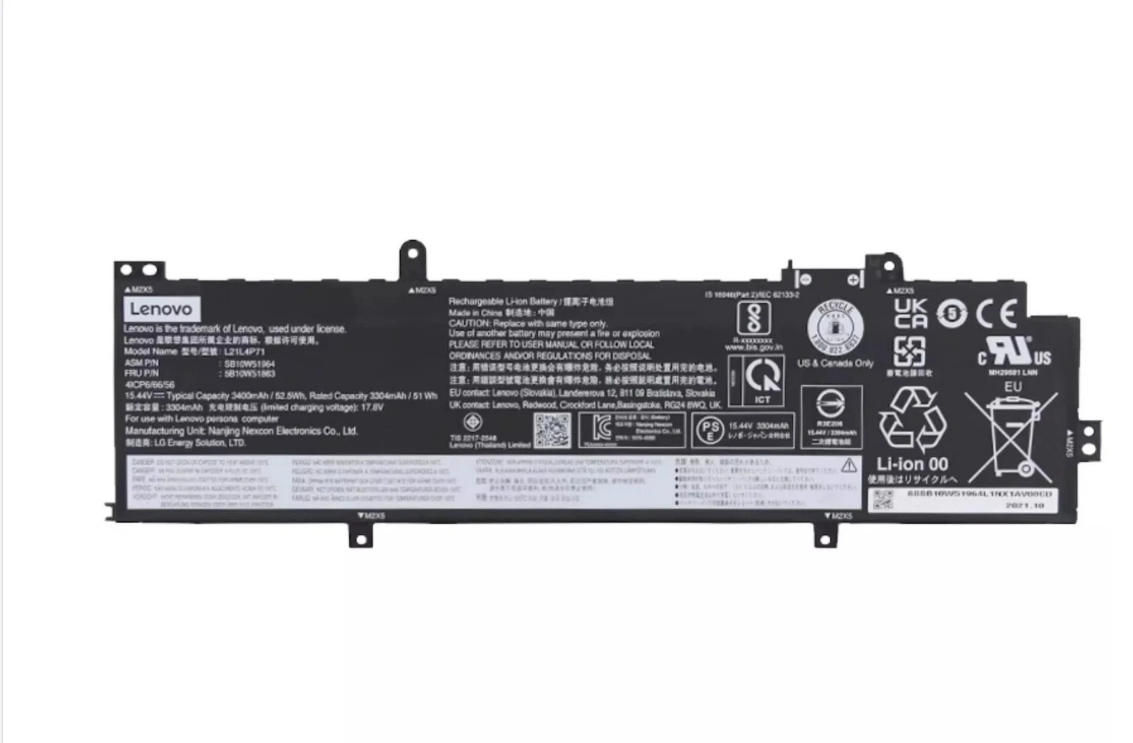 Genuine 52.5Wh L21L4P71 Battery For Lenovo ThinkPad T14 P14s 3rd Gen 2022 Series