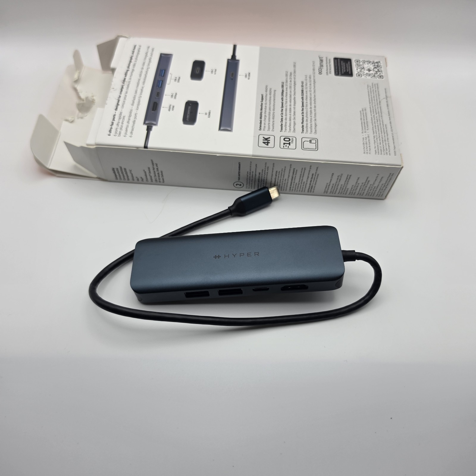 Open Box Hyper HyperDrive Next 6-Port USB-C Hub HDMI 4K 100W PD SD 10Gbps