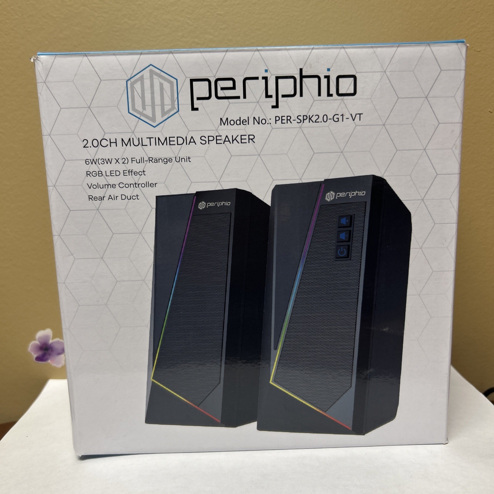 Periphio 2.OCH Multimedia Speakers, Laptop, Phone Sound System, RGB LED effect.