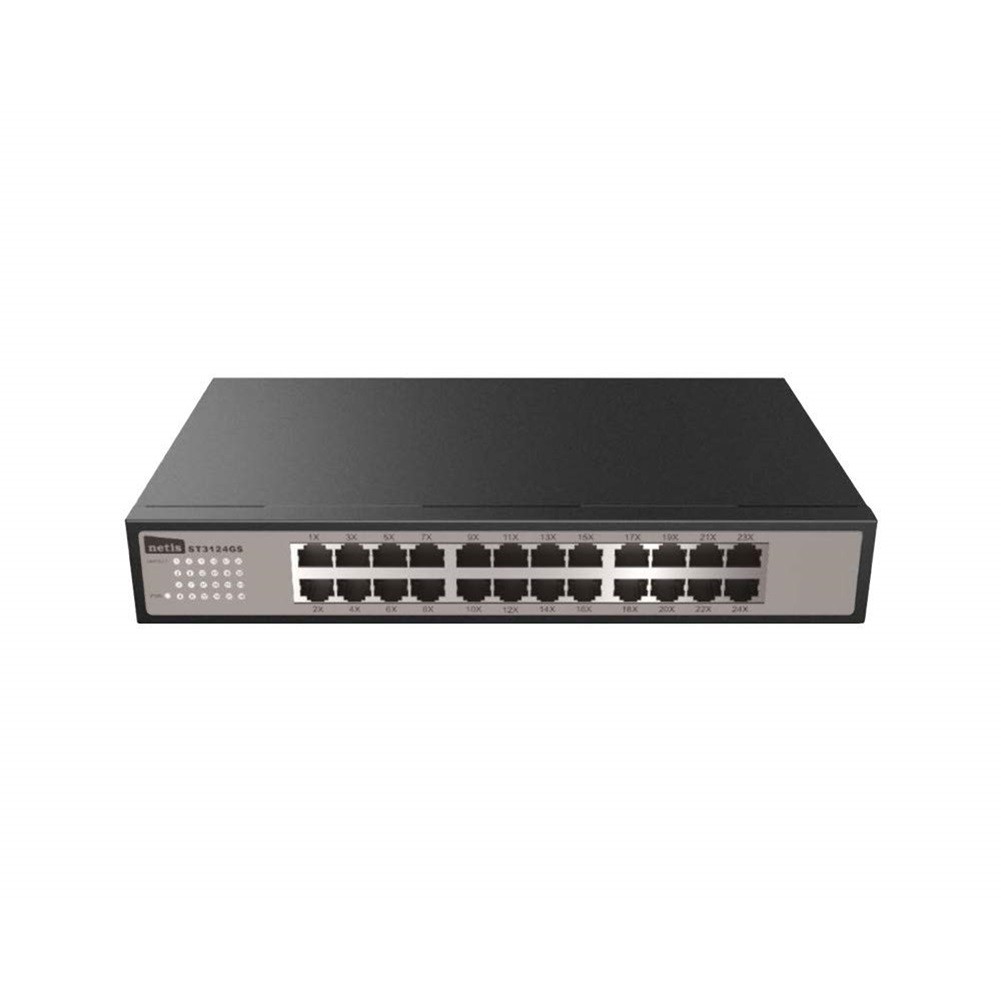 NETIS ST3124GS 24 PORT GIGABIT UN-MANAGED SWITCH, METAL CASE, STANDARD MOUNTING