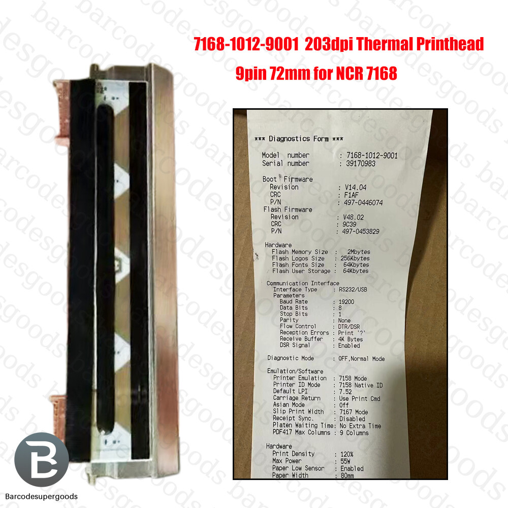 1PC X 7168-1012-9001 Thermal Printhead 9pin 72mm 203dpi for NCR 7168
