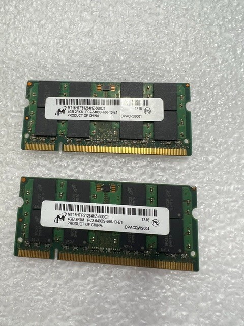 Micron 8GB (2 X 4GB) DDR2 800Mhz SODIMM PC2-6400 Memory RAM MT16HTF51264HZ-800C1