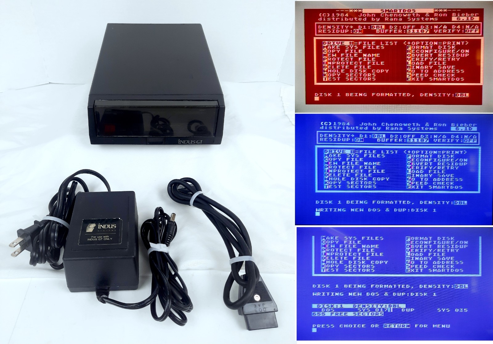 Indus GT Disk Drive For Atari Computers W/Power Supply & Cable Tested & Working